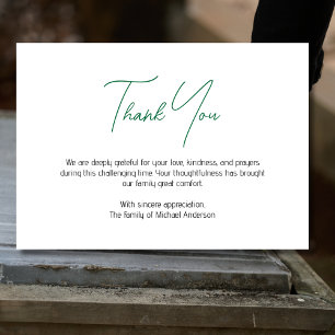 Cartão De Agradecimento Garrafa Minimal Verde Simpatia Funeral Tradicional