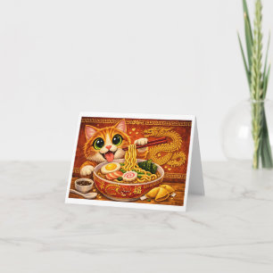 Cartão De Agradecimento Gatice Arte de Ramen Kawaii Divertido