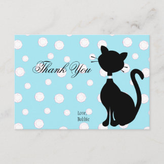 Cartão De Agradecimento Gatinho amarelado em azul