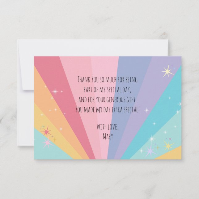 Cartão De Agradecimento Gatinho Caticórnio Aniversário Meow-Gico Criança (Frente)