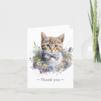 Cartão De Agradecimento Gatinho giro com Arco