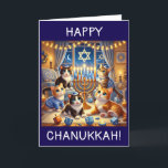 Cartão De Agradecimento Gatinhos bonitos brincando de dridela Chanukah<br><div class="desc">Cartão Happ Chanukkah com gatinhos bonitinhos brincando tocando sonhos com uma menorah e estrelas de decorações de David.</div>