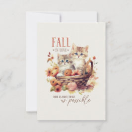 Cartão De Agradecimento Gatinhos de Queda Doce na Cesta de Pumpkin Autumn 