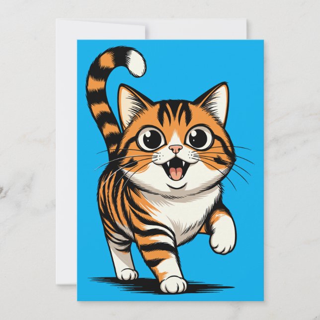 Cartão De Agradecimento gato (Frente)