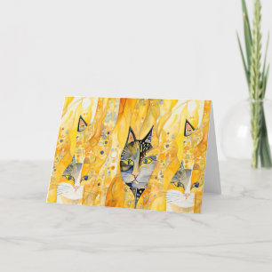 Cartão De Agradecimento gato abstrato amarelo