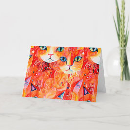 Cartão De Agradecimento gato abstrato laranja