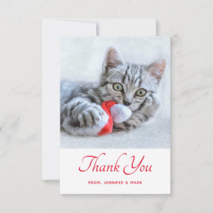 Cartão De Agradecimento Gato bonito do gatinho que morde um obrigado