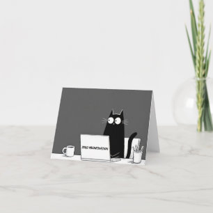 Cartão De Agradecimento Gato com Motivação Zero – Desenho Animado Divertid