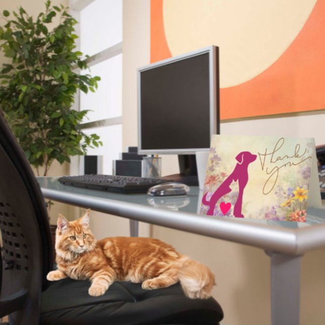 Cartão De Agradecimento Gato de Cão Adora Pet Cuidador (Criador carregado)