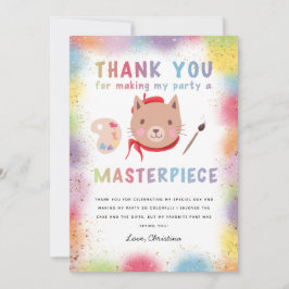 Cartão De Agradecimento Gato de Gatinho de Festa de aniversário de Pintura