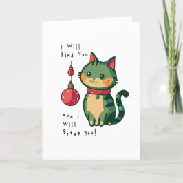 Cartão De Agradecimento Gato de Natal travesso