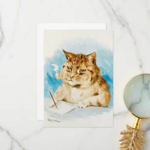 Cartão De Agradecimento Gato Escrevendo por Louis Wain