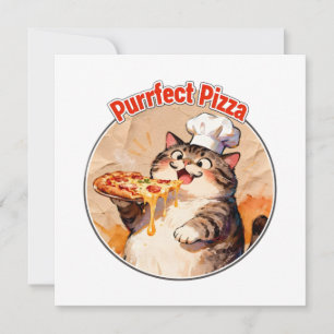 Cartão De Agradecimento Gato Feliz Chef com Pizza
