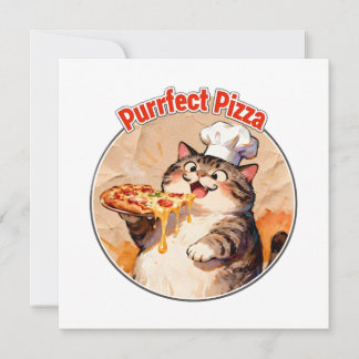 Cartão De Agradecimento Gato Feliz Chef com Pizza