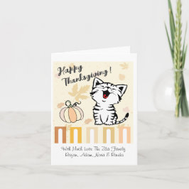 Cartão De Agradecimento Gato Fofo Feliz Dia de Ação de Graças