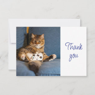 Cartão De Agradecimento Gato Gamer Divertido Fofinho Obrigado