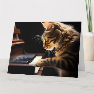 CARTÃO DE AGRADECIMENTO GATO JOGANDO PIANO BIRTHDAY GREETING CARD