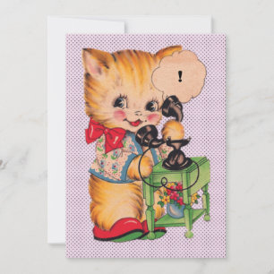 Cartão De Agradecimento Gato Kitsch Kawaii Bonito com Impressão de Telefo