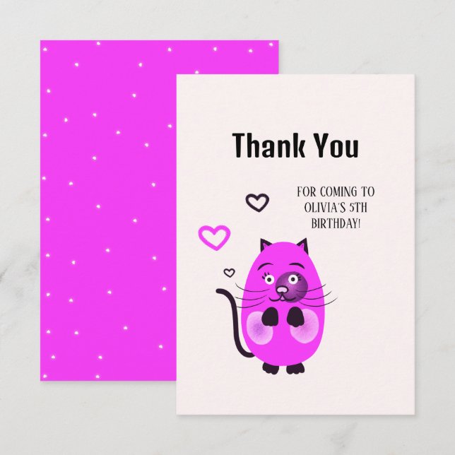 Cartão De Agradecimento Gato lilás (Frente/Verso)