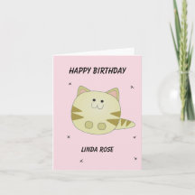 Gato marrom fofo padrão rosa feliz aniversário
