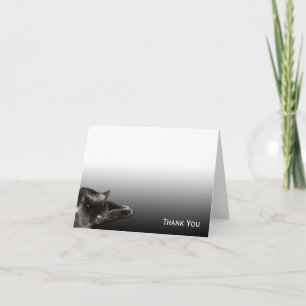 Cartão De Agradecimento Gato preto do sono no inclinação preto