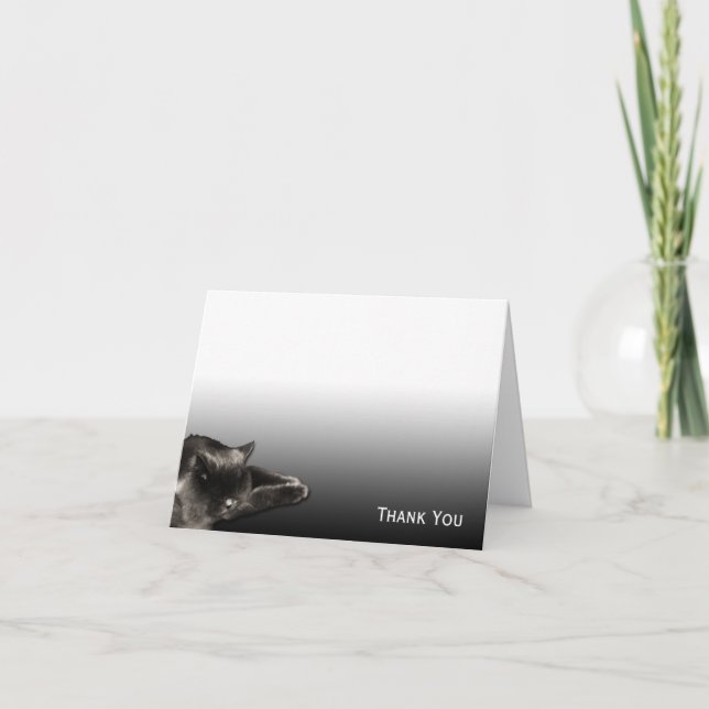 Cartão De Agradecimento Gato preto do sono no inclinação preto (Frente)
