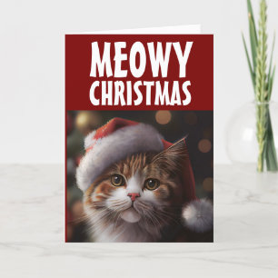 CARTÃO DE AGRADECIMENTO GATO SANTA HAT MEOWWAS CHRISTMAS GREETING CARD