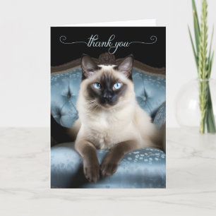Cartão De Agradecimento Gato Siames no Sofá Azul