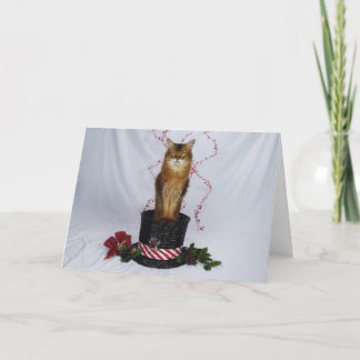 Cartão De Agradecimento Gato somali em uma saudação de Natal