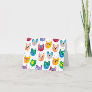 Cartão De Agradecimento Gatos aquarela e amigos