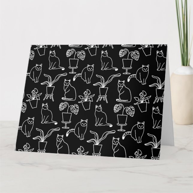 Cartão De Agradecimento Gatos brancos em preto (Frente)