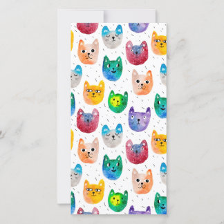 Cartão De Agradecimento Gatos com aquarelas e amigos