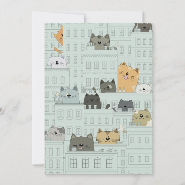 Cartão De Agradecimento Gatos De Gato E A Cidade (Frente)