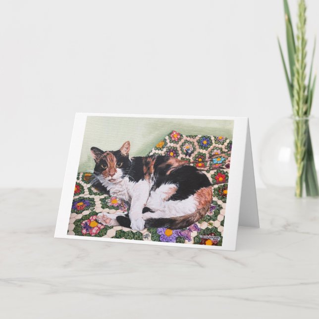 Cartão De Agradecimento Gatos e Quilts-Zoey (Frente)