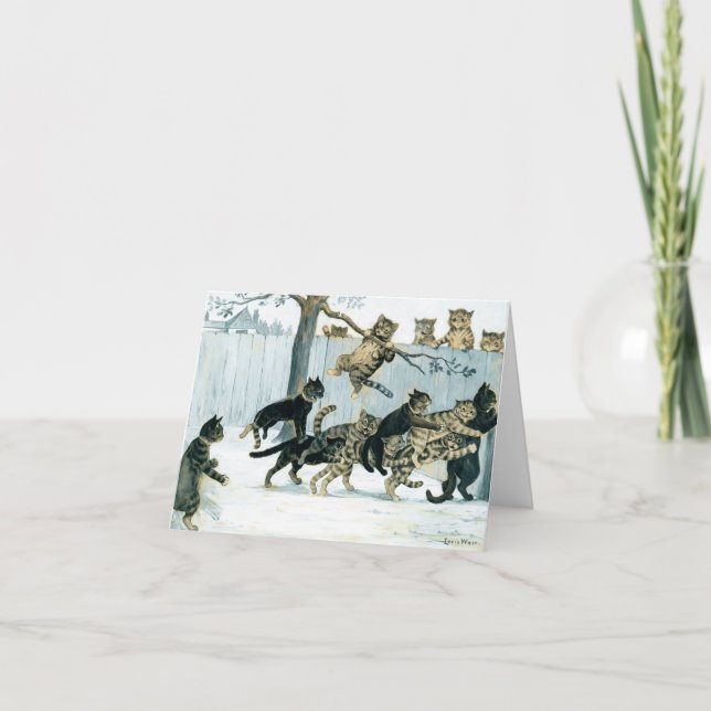 Cartão De Agradecimento Gatos em Play por Louis Wain (Frente)