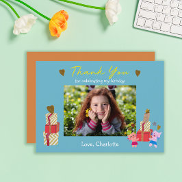 Cartão De Agradecimento Gatos Fofos e Presentes Meninos Aniversário Foto A