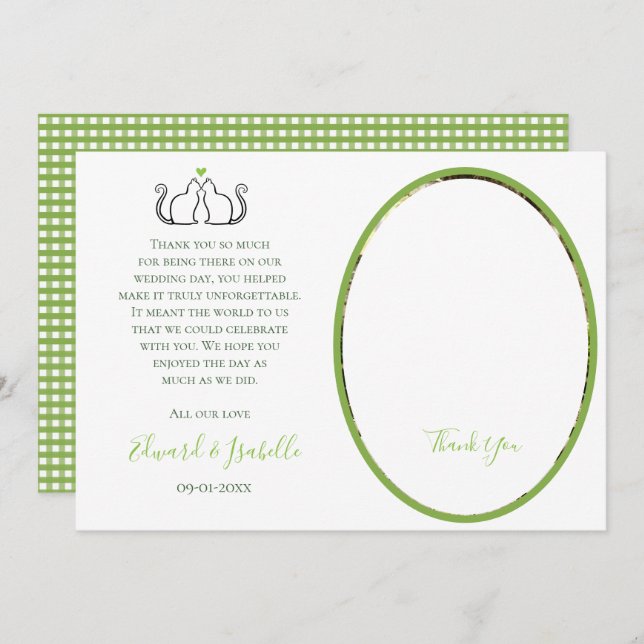 Cartão De Agradecimento Gatos Românticos Apaixonados Foto De Casal De Casa (Frente/Verso)