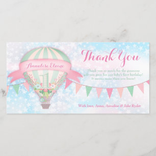 Cartão De Agradecimento GC Hot Air Balloon Primeiro Aniversário Obrigado