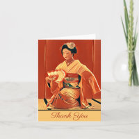 Geisha Japonesa Vintage em Kimono Rustic Red Asian