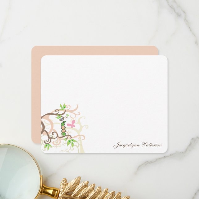 Cartão De Agradecimento Gêmeas Bebês Lindas Meninas Caprichosas Ervilhas R (Frente/Verso In Situ)