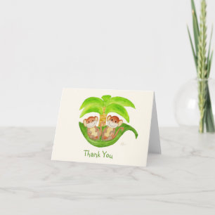 Cartão De Agradecimento Gêmeos Macacos Obrigado Notecard