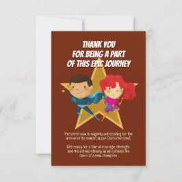 Cartão De Agradecimento Gênero Revela Super Herói Vermelho Azul Cor-de-ros