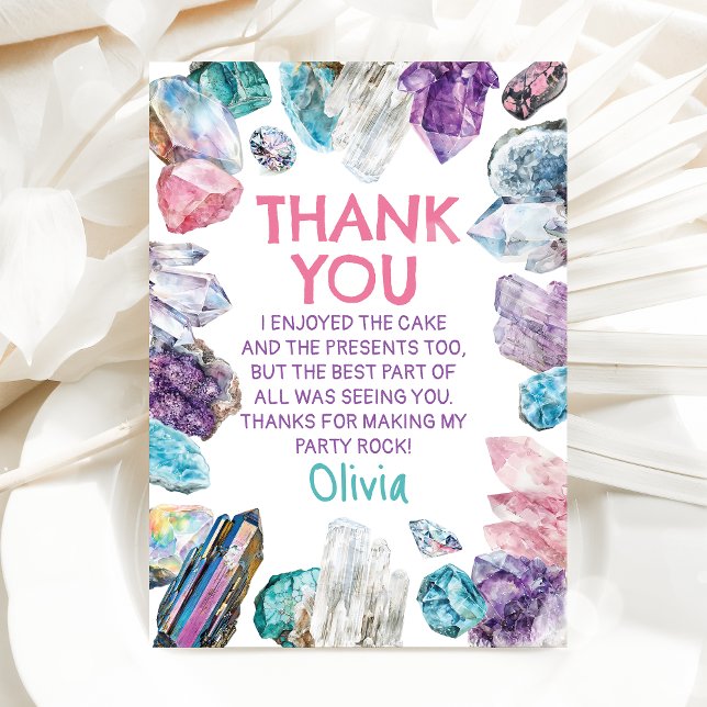 Cartão De Agradecimento Geology Girl Birthday Rocks Dig Party (Criador carregado)