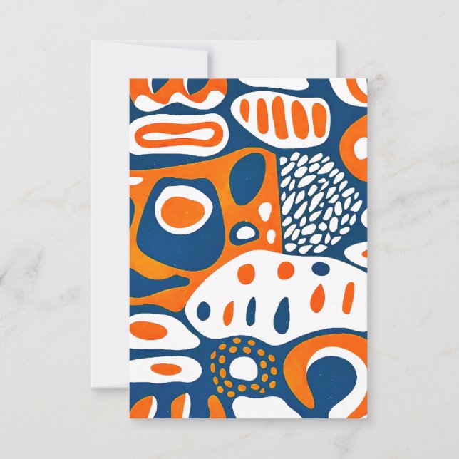 Cartão De Agradecimento Geométrico retrô azul laranja branco (Frente)