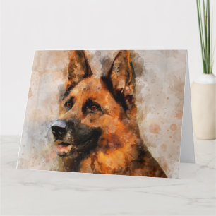 Cartão De Agradecimento German shepherd Cachorro - Retrato de Aquarela 04