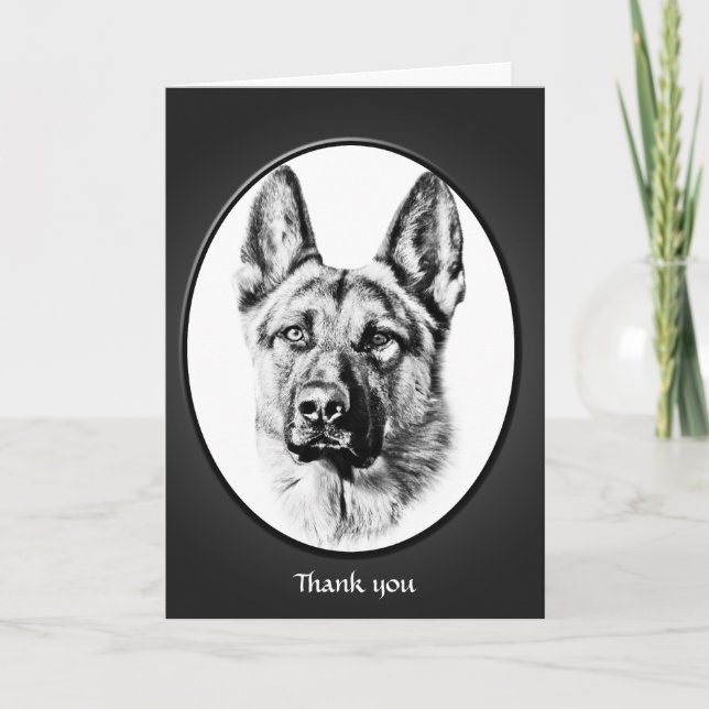 Cartão De Agradecimento German shepherd cão "obrigado-te" (Frente)