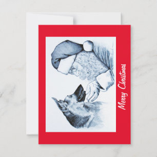 Cartão De Agradecimento German shepherd e Papai Noel para o Natal