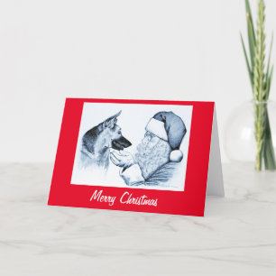 Cartão De Agradecimento German shepherd e Papai Noel para o Natal