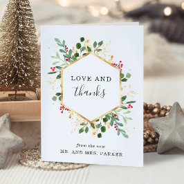 Cartão De Agradecimento Gilded Greenery White | Casamento de Natal
