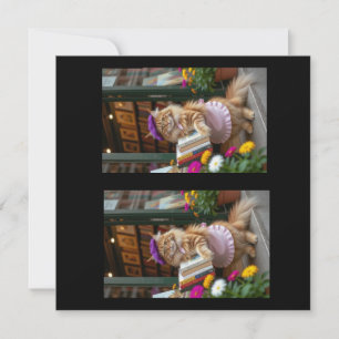 Cartão De Agradecimento Ginger Gatinho vendendo livros de arte